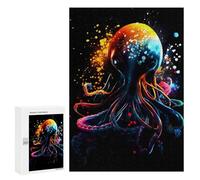 Jigsaw Puzzle for Teenagerss 300 PCS Neon Octopus Artwork Jigsaw for Adults Hands-on Game Wall Art Difficult And Challenge 300 PCS