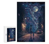 Jigsaw Puzzle for Teenagerss 300 PCS Night Walk Under Stars Jigsaw for Adults Hands-on Game Wall Art Difficult And Challenge 300 PCS
