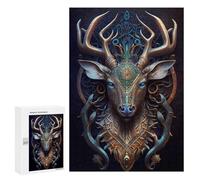Jigsaw Puzzle for Teenagerss 300 PCS Ornate Deer Head Artwork Jigsaw for Adults Hands-on Game Wall Art Difficult And Challenge 300 PCS