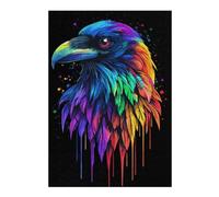 Jigsaw Puzzle for Teenagerss 300 PCS Pop Art Rainbow Raven Adult Jigsaw Puzzle Toy Wall Decor Difficult Hard Unique Gifts for Birthday And Christmas 300 PCS