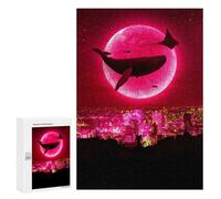 Jigsaw Puzzle for Teenagerss 300 PCS Red Moon High Tide Puzzle for Adults Relax Games Perfect Decoration Birthday And Unique Gifts 300 PCS