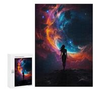 Jigsaw Puzzle for Teenagerss 300 PCS Silhouette Woman Galaxy Adult Puzzles Relax Games Pattern Assembly Parent-child Interaction 300 PCS