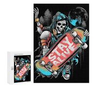 Jigsaw Puzzle for Teenagerss 300 PCS Skateboard Reaper Art Print Jigsaw for Adults Hands-on Game Wall Art Difficult And Challenge 300 PCS