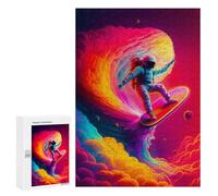 Jigsaw Puzzle for Teenagerss 300 PCS Space Surfer Cosmic Wave Ride Jigsaw for Adults Hands-on Game Wall Art Difficult And Challenge 300 PCS