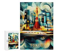 Jigsaw Puzzle for Teenagerss 300 PCS Tokyo Cubist Lights - Modern Geometric Cityscape Puzzle for Adults Relax Games Perfect Decoration Birthday And Unique Gifts 300 PCS