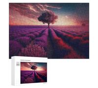 Jigsaw Puzzle for Teenagerss 300 PCS Twilight Lavender Fields A Dreamy Landscape Adult Jigsaw Anti-Stress Toys Perfect Decoration for Is Ideal As A Gift 300 PCS