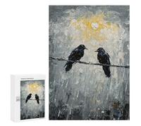 Jigsaw Puzzle for Teenagerss 300 PCS Two Ravens on A Wire Painting Puzzle for Adults Relax Games Perfect Decoration Birthday And Unique Gifts 300 PCS