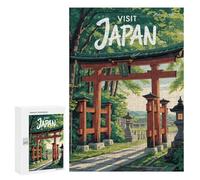 Jigsaw Puzzle for Teenagerss 300 PCS Visit Japan Torii Gate Illustration Jigsaw Puzzle Family Games For Family Fun Birthday And Unique Gifts 300 PCS