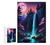 Jigsaw Puzzle for Teenagerss 300 PCS Waterfall Night Atmosphere Adult Puzzles Relax Games Pattern Assembly Parent-child Interaction 300 PCS