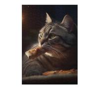 Jigsaw Puzzle for Teenagerss 38x26cm/1000pcs Cat Eating Pizza Slice Puzzles for Adults Toy Wall Decor Presents for Women Unique Gifts for Birthday And Christmas 38x26cm/1000pcs