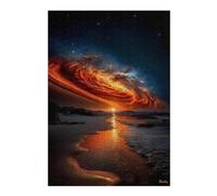 Jigsaw Puzzle for Teenagerss 38x26cm/1000pcs Celestial Firestorm at Sunset - Cosmic Galaxy Over Ocean Jigsaws for Adults Brain Teaser Game Hand Speed Race Parent-child Interaction 38x26cm/1000pcs