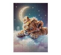 Jigsaw Puzzle for Teenagerss 38x26cm/1000pcs Sleeping Lion Cub on Clouds Jigsaws for Adults Brain Teaser Game Hand Speed Race Parent-child Interaction 38x26cm/1000pcs