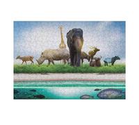 Jigsaw Puzzle for Teenagerss 38x26cm/1000pcs Wildlife Gathering by The Water's Edge Puzzles for Adults Anti-Stress Toys Wall Art Parent-child Interaction 38x26cm/1000pcs