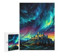 Jigsaw Puzzle for Teenagerss 500 PCS Aurora Borealis And Castle Adult Puzzles Relax Games Pattern Assembly Parent-child Interaction 500 PCS