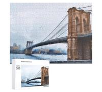 Jigsaw Puzzle for Teenagerss 500 PCS Brooklyn Bridge Reflections Urban Artistry Puzzles for Adults Anti-Stress Toys Wall Art Parent-child Interaction 500 PCS