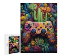 Jigsaw Puzzle for Teenagerss 500 PCS Colorful Desert Cactus Controller Puzzles for Adults Anti-Stress Toys Wall Art Parent-child Interaction 500 PCS