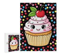 Jigsaw Puzzle for Teenagerss 500 PCS Cute Kawaii Cupcake with Cherry Topping Puzzle for Adults Relax Games Perfect Decoration Birthday And Unique Gifts 500 PCS