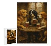 Jigsaw Puzzle for Teenagerss 500 PCS Dogs Drinking Beer at A Pub Jigsaw Puzzle Family Games For Family Fun Birthday And Unique Gifts 500 PCS