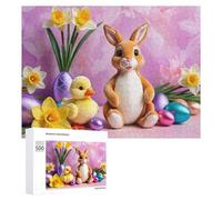 Jigsaw Puzzle for Teenagerss 500 PCS Easter Bunny And Duck Plush Set Puzzles for Adults Anti-Stress Toys Wall Art Parent-child Interaction 500 PCS