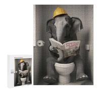 Jigsaw Puzzle for Teenagerss 500 PCS Elephant on A Toilet Jigsaw for Adults Hands-on Game Wall Art Difficult And Challenge 500 PCS
