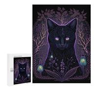 Jigsaw Puzzle for Teenagerss 500 PCS Enchanted Black Cat Illustration Jigsaw for Adults Hands-on Game Wall Art Difficult And Challenge 500 PCS