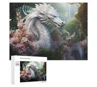 Jigsaw Puzzle for Teenagerss 500 PCS Enchanted White Dragon Amidst Blossoms Puzzles for Adults Anti-Stress Toys Wall Art Parent-child Interaction 500 PCS