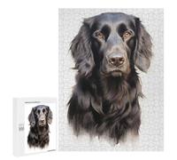 Jigsaw Puzzle for Teenagerss 500 PCS Flat Coated Retriever Dog Jigsaw for Adults Hands-on Game Wall Art Difficult And Challenge 500 PCS