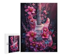 Jigsaw Puzzle for Teenagerss 500 PCS Floral Electric Guitar Art Puzzle for Adults Relax Games Perfect Decoration Birthday And Unique Gifts 500 PCS