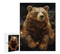 Jigsaw Puzzle for Teenagerss 500 PCS Golden Bear in Space Puzzles for Adults Anti-Stress Toys Wall Art Parent-child Interaction 500 PCS