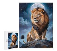 Jigsaw Puzzle for Teenagerss 500 PCS Lion Under Moonlight Puzzle for Adults Relax Games Perfect Decoration Birthday And Unique Gifts 500 PCS