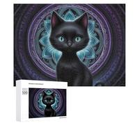 Jigsaw Puzzle for Teenagerss 500 PCS Mystical Black Cat Artwork Puzzles for Adults Anti-Stress Toys Wall Art Parent-child Interaction 500 PCS