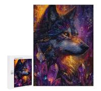 Jigsaw Puzzle for Teenagerss 500 PCS Mystical Wolf with Crystals Puzzle for Adults Relax Games Perfect Decoration Birthday And Unique Gifts 500 PCS
