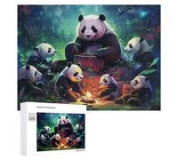 Jigsaw Puzzle for Teenagerss 500 PCS Pandas Roasting Marshmallows in The Forest Puzzles for Adults Anti-Stress Toys Wall Art Parent-child Interaction 500 PCS