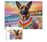 Jigsaw Puzzle for Teenagerss 500 PCS Rainbow Dog on Beach Puzzles for Adults Anti-Stress Toys Wall Art Parent-child Interaction 500 PCS
