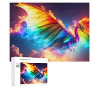 Jigsaw Puzzle for Teenagerss 500 PCS Rainbow Dragon Flight Puzzles for Adults Anti-Stress Toys Wall Art Parent-child Interaction 500 PCS