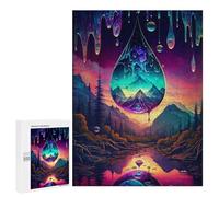 Jigsaw Puzzle for Teenagerss 500 PCS Raindrop Reflections A Dreamy Landscape Adult Jigsaw Anti-Stress Toys Perfect Decoration for Is Ideal As A Gift 500 PCS
