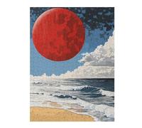 Jigsaw Puzzle for Teenagerss 500 PCS Red Moon Over Ocean Adult Jigsaw Puzzle Toy Wall Decor Difficult Hard Unique Gifts for Birthday And Christmas 500 PCS