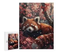 Jigsaw Puzzle for Teenagerss 500 PCS Red Panda Sleeping Sakura Adult Puzzles Relax Games Pattern Assembly Parent-child Interaction 500 PCS