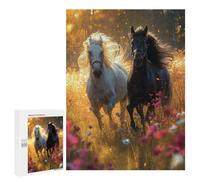 Jigsaw Puzzle for Teenagerss 500 PCS Two Horse Galloping Jigsaw Puzzle Family Games For Family Fun Birthday And Unique Gifts 500 PCS