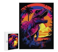 Jigsaw Puzzle for Teenagerss 500 PCS Vibrant Dinosaur Sunset Art Print Jigsaw for Adults Hands-on Game Wall Art Difficult And Challenge 500 PCS