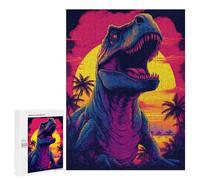 Jigsaw Puzzle for Teenagerss 500 PCS Vibrant Dinosaur Sunset Artwork Jigsaw for Adults Hands-on Game Wall Art Difficult And Challenge 500 PCS