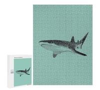 Jigsaw Puzzle for Teenagerss 500 PCS Whale Shark Illustration on Teal Background Teenagers Puzzles Anti-Stress Toys Enhance Memory for Is Ideal As A Gift 500 PCS