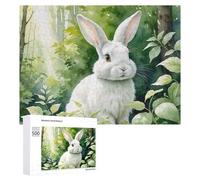 Jigsaw Puzzle for Teenagerss 500 PCS White Forest Bunny Puzzles for Adults Anti-Stress Toys Wall Art Parent-child Interaction 500 PCS