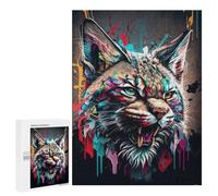 Jigsaw Puzzle for Teenagerss 500 PCS Wild Cat Abstract Art Jigsaw for Adults Hands-on Game Wall Art Difficult And Challenge 500 PCS