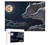 Jigsaw Puzzle for Teenagerss 500 PCS Wolves Under The Moonlit Sky Puzzles for Adults Anti-Stress Toys Wall Art Parent-child Interaction 500 PCS