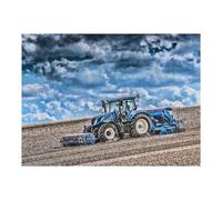 Jigsaw Puzzle for Teenagerss 52x38cm/1000pcs Blue Tractor Cultivating Field Under Cloudy Sky Puzzles for Adults Anti-Stress Toys Wall Art Parent-child Interaction 52x38cm/1000pcs