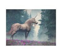 Jigsaw Puzzle for Teenagerss 52x38cm/1000pcs Enchanted Unicorn in A Mystical Forest Puzzles for Adults Anti-Stress Toys Wall Art Parent-child Interaction 52x38cm/1000pcs