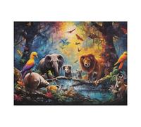 Jigsaw Puzzle for Teenagerss 52x38cm/1000pcs Jungle Symphony A Vibrant Wildlife Gathering Puzzles for Adults Anti-Stress Toys Wall Art Parent-child Interaction 52x38cm/1000pcs