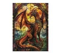 Jigsaw Puzzle for Teenagerss 52x38cm/1000pcs Serene Stained Dragon Puzzles for Adults Anti-Stress Toys Wall Art Parent-child Interaction 52x38cm/1000pcs