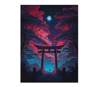 Jigsaw Puzzle for Teenagerss 52x38cm/1000pcs Torii Gate Under Moonlit Sky Puzzles for Adults Toy Wall Decor Presents for Women Unique Gifts for Birthday And Christmas 52x38cm/1000pcs